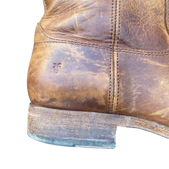 Frye Cognac Distressed Leather Boots size 8 - Picture 5 of 9